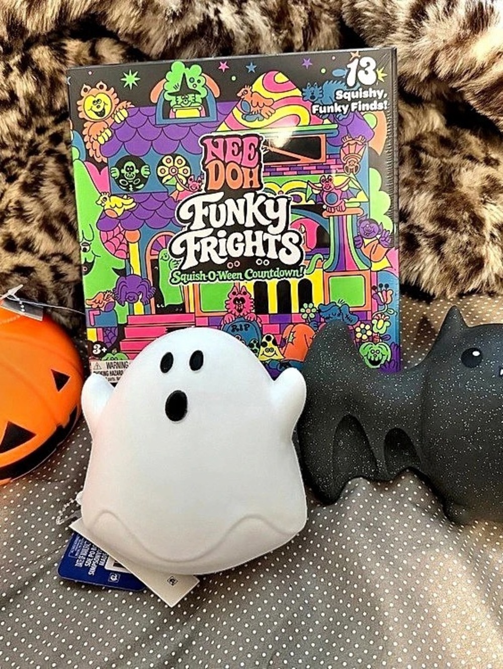 Needoh Funky Frights Calendar and 3 Halloween Squishy Toys